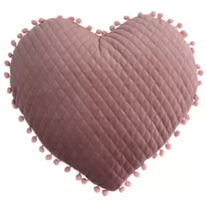 Little Furn. Large Heart Pom-Pom Pre-filled Cushion Polyester Blush