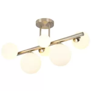 Luminosa Marshall Semi Flush Ceiling Lamp, 6 Light G9, Satin Nickel, Opal Glass