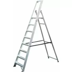 Loops - 1.7m Aluminium Platform Step Ladders 8 Tread 3.3m Work Height heavy duty Steps