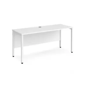 Office Desk 1600mm Rectangular Desk With Bench Leg White Tops With White Frames 600mm Depth Maestro 25