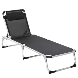 Outsunny Folding Outdoor Reclining Sun Lounger - Black