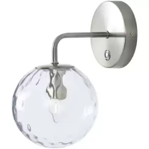 Teamson Home - Dimmable Wall Light with Touch Sensor, Wall Sconce with Clear Globe & Glass Shade, Lighting Fixture for Living Room or Bedroom in