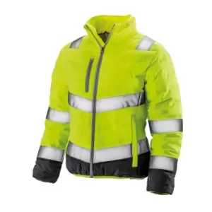 Result Womens/Ladies Safe-Guard Soft Safety Jacket (L) (Fluorescent Yellow/Grey)