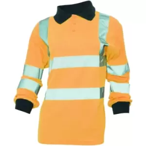 Yoko Ladies/Womens Hi-Vis Long Sleeve Polo Shirt (2XL) (Hi Vis Orange) - Hi Vis Orange