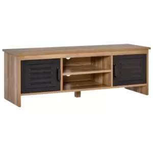 Homcom TV Stand Rustic Wood Finish With Black Locker Style Cupboards