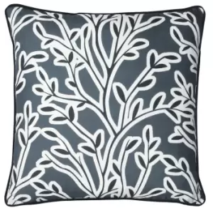 Annika Floral Cushion Slate Blue, Slate Blue / 50 x 50cm / Polyester Filled