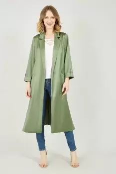 Green Satin Feel Longline Kimono Jacket