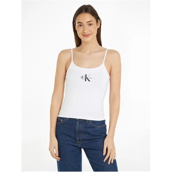 Calvin Klein Jeans Monologo Strappy Tank Top - White 16