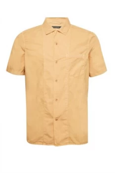 Mens French Connection Garment Dye Poplin Short Sleeve Shirt Yellow