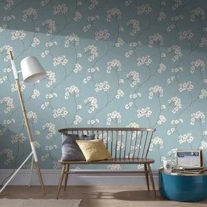 Superfresco Easy Blue & Cream Radiance Delicate Floral Wallpaper - One size