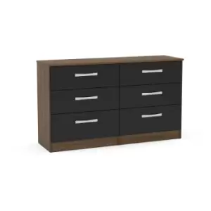 Lynx 6 Drawer Chest Walnut & Black