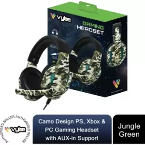 Vybe Camo Design PS, Xbox & PC Gaming Headset with AUX-in Support - Jungle Green