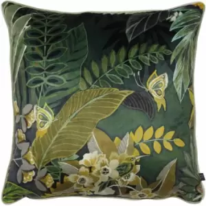 Prestigious Textiles Hidden Paradise Tropical Piped Edge Cushion Cover, Emerald, 55 x 55 Cm