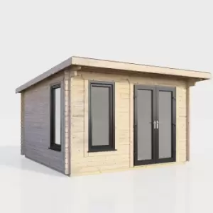 Power 12x10 Pent Log Cabin - Right Hand Door