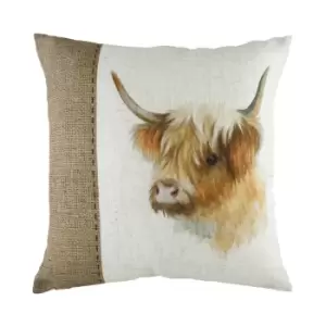 Hessian Cow Square Cushion White / 43 x 43cm / Cover Only