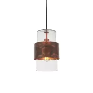 Copper Hanging Ceiling Pendant Light - Clear Glass Shade - Single Bulb Fitting