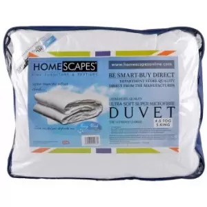 Luxury Hotel Quality Super Microfibre 4.5 Tog Super King Size Summer Duvet - White - Homescapes