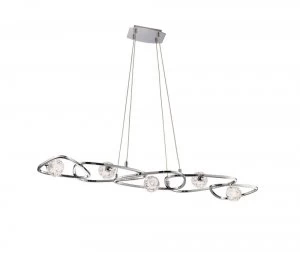 Ceiling Pendant 5 Light G9 Line, Polished Chrome