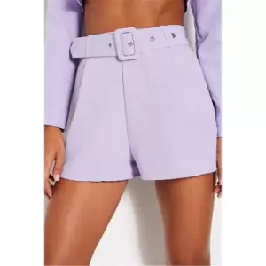 I Saw It First Lilac Belted Tailored Mini Shorts - Purple