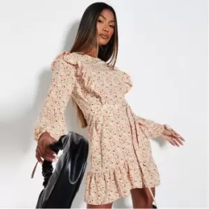 I Saw It First Floral Print Frill Detail Tea Dress - Multi