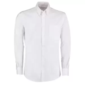 Kustom Kit Mens Slim Fit Stretch Long Sleeve Oxford Shirt (14in) (White)