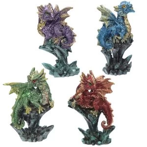 Rock Crystal Enchanted Nightmare Dragon (Pack Of 4) Figurine