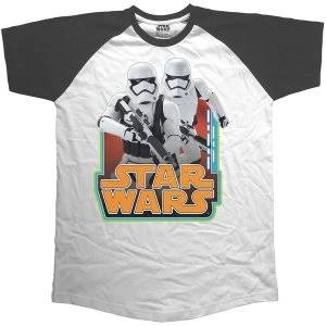 Star Wars - Classic Troopers & Logo Unisex Large T-Shirt - Black,White