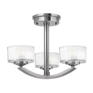 3 Light Semi Flush Multi Arm Ceiling Light Brushed Nickel, G9