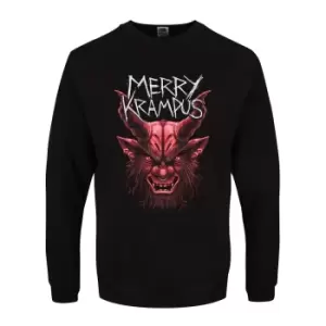 Grindstore Mens Merry Krampus Christmas Jumper (XS) (Black)