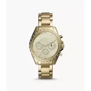 Fossil Womens Modern Courier Chronograph Gold-Tone Stainless Steel Watch - Gold