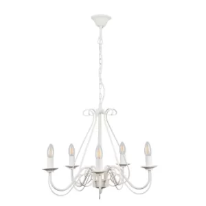 5 Way Chandelier in Porcelain White