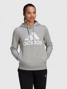 adidas Big Logo Hoodie - Grey, Medium Grey Heather, Size XS, Women