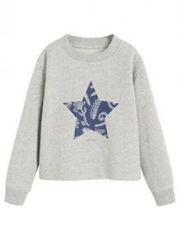 Mango Girls Star Sweat Top - Grey