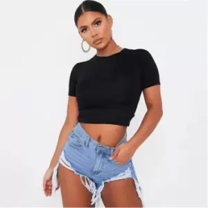 I Saw It First Fitted Cropped T Shirt - Black