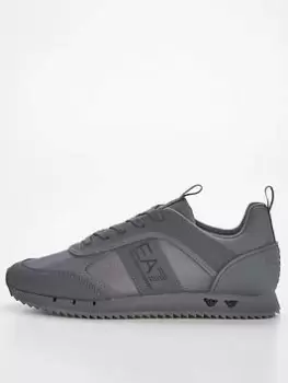 EA7 Emporio Armani B&amp;W Cordura Runner Trainers - Grey, Size 8, Men