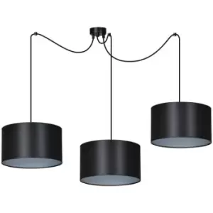 Emibig Roto Black/Silver Pendant Ceiling Light with Black,Silver Fabric Shades, 3x E-27