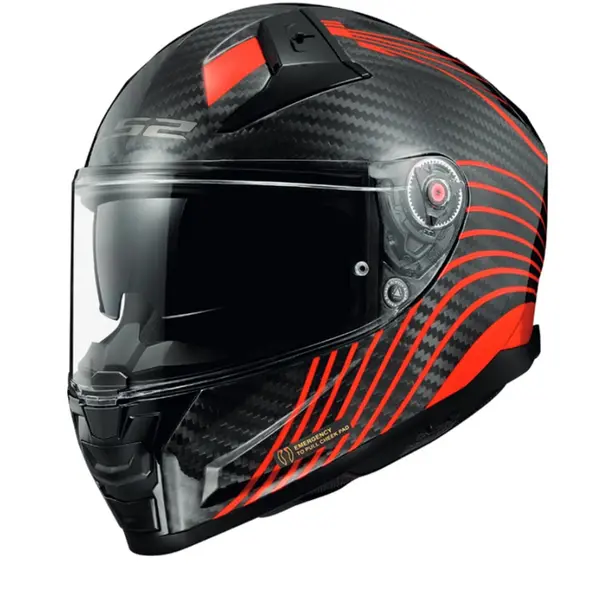 LS2 FF811 Vector II Carbon Flux Glossy Red Full Face Helmet Size XL