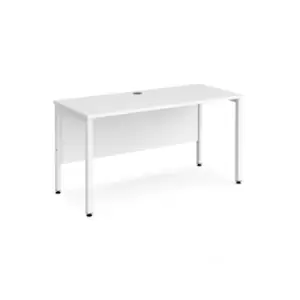 Office Desk 1400mm Rectangular Desk With Bench Leg White Tops With White Frames 600mm Depth Maestro 25