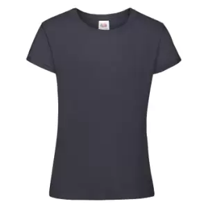 Fruit Of The Loom Girls Sofspun Short Sleeve T-Shirt (Pack of 2) (5-6) (Navy Blue)