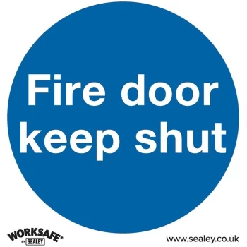 SS1P10 Mandatory Safety Sign - Fire Door Keep Shut - Rigid Plastic - Pack of 10 - Sealey