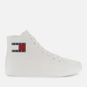 Tommy Jeans Womens Mid Cup Canvas Hi-Top Trainers - White - UK 4