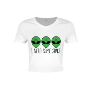 Grindstore Ladies/Womens I Need Some Space Cosmic Alien Crop Top (X Small (UK 6-8)) (White)