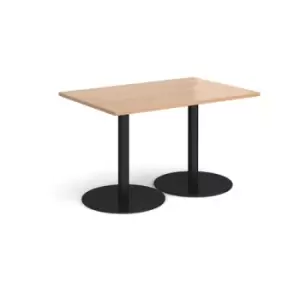 Monza rectangular dining table with flat round Black bases 1200mm x 800mm - beech