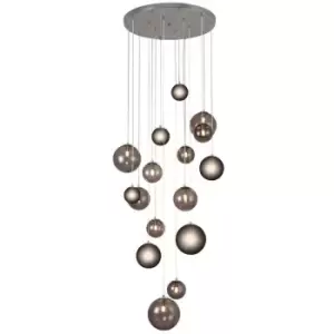 Ceiling Cluster Pendant, 16 x G9, Polished Chrome, Smoked Glass - Luminosa Lighting