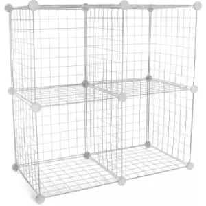 4 Cube Wire Storage Shelves White White - Pukkr