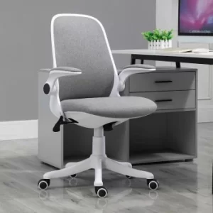 Carclew Linen Office Chair with Lifting Armrests, Grey