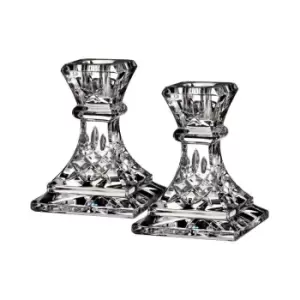 Wedgwood Lismore Candlestick Sq 10cm/4in Pair - Clear