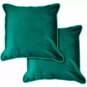 Emma Barclay Chelsea Velvet Soft Touch Piped Cushion Cover, Green, 43 x 43 Cm