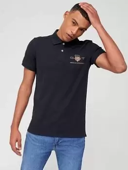 Gant Gant Archive Shield Pique Polo Shirt, Black, Size L, Men