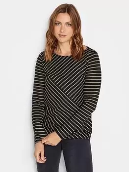 Long Tall Sally Black Stone Cut About Stripe Top, Black, Size 18, Women